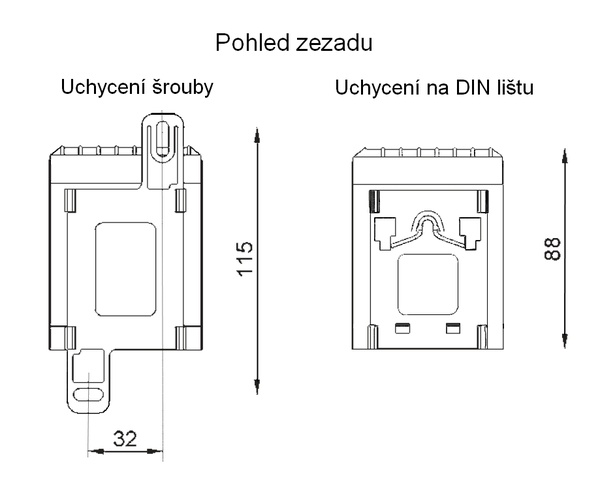 Rozměry topného tělesa - CS 032-zadní strana