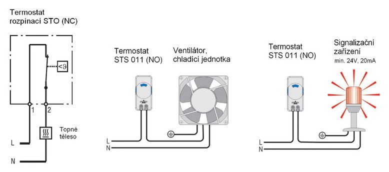 Schéma zapojení a použití termostatu STO