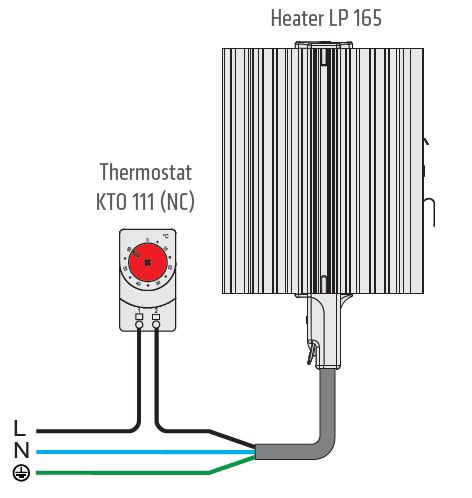 Příklad zapojení polovodičového topného tělesa LP 165