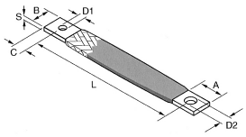 Schéma - spojka ze splétaného měděného pásku s izolací HT105