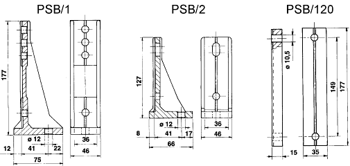 Schéma držáků svislých sběrnic PSB