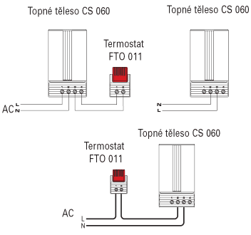 Příklad zapojení kompaktního topného tělesa - CS 060