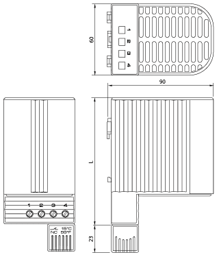 Schéma topného tělesa s termostatem - CSF 060