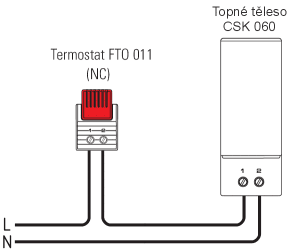 Zapojení malého polovodičového topného tělesa CSK 060