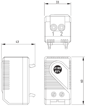 Schéma mechanického hygrostatu KFR 012