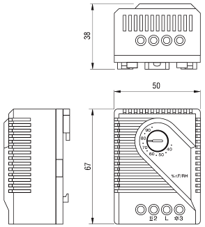 Schéma mechanického hygrostatu MFR 012