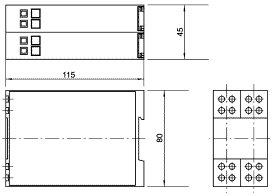 Rozměrový náčrtek převodníku střídavého proudu A1U 2.2 D