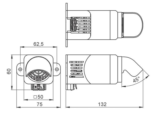 Rozměry ventilátor 01925.0-01 na panel
