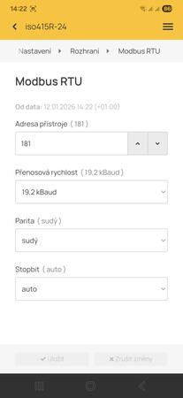 iso415R - nastavení sběrnice Modbus RTU