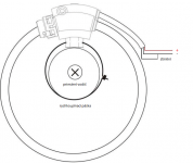 FASK senzor - Rogowského cívka - uchycení primárního vodiče