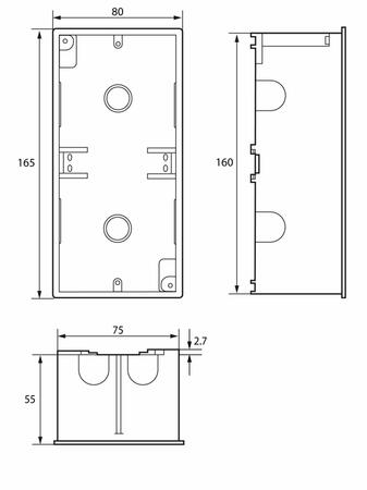 CP305 - Rozměry krabice pro zapuštěnou montáž